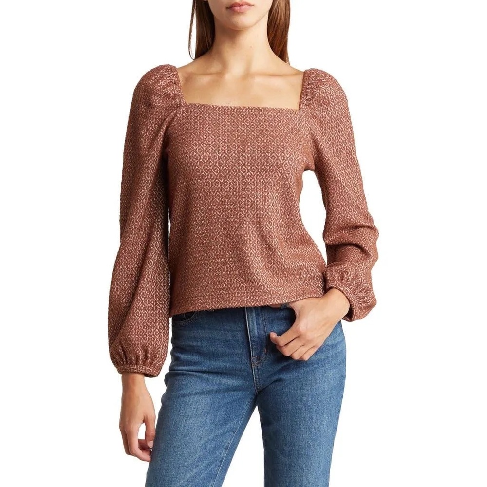 Madewell Jacquard Puff-Sleeve Crop Top